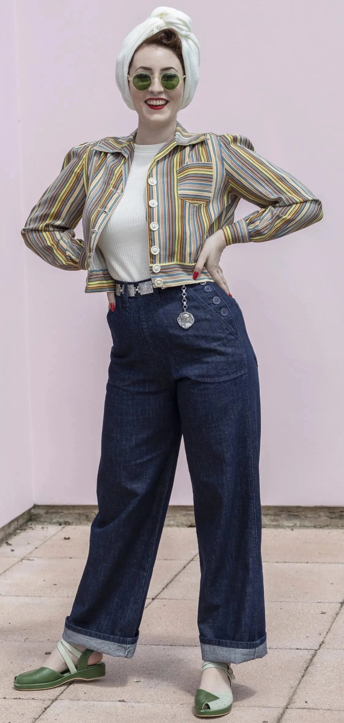 1940's button jeans i mørkeblå denim jeans Freddies Of Pinewood