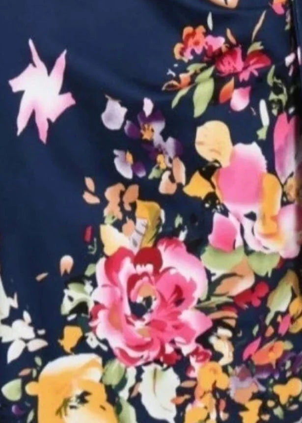 1950'er Hourglass pencil kjole - navy med blomster pencil kjole Pretty Dress Company