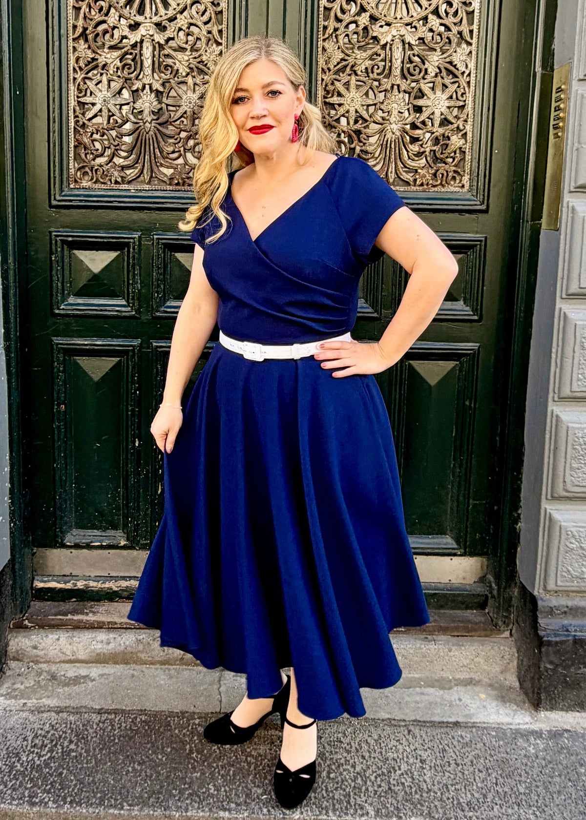 1950'er Hourglass swing kjole - navy blå swing kjole Pretty Dress Company