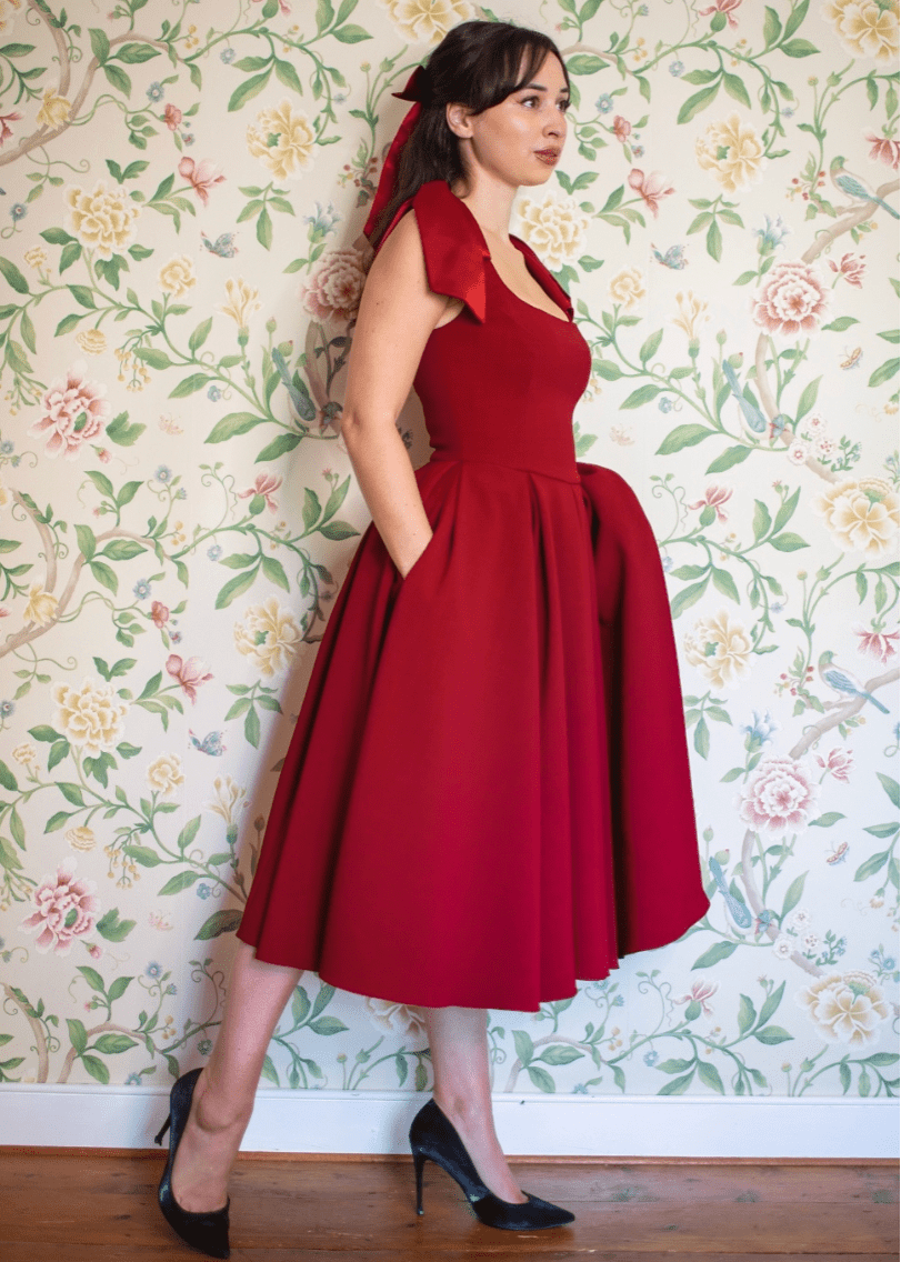 1950'er Josephine swing kjole - bordeaux swing kjole Pretty Dress Company