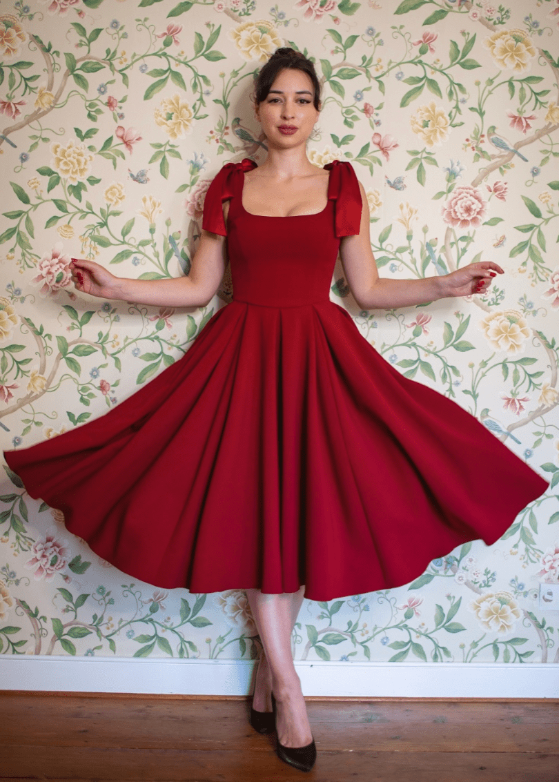 1950'er Josephine swing kjole - bordeaux swing kjole Pretty Dress Company
