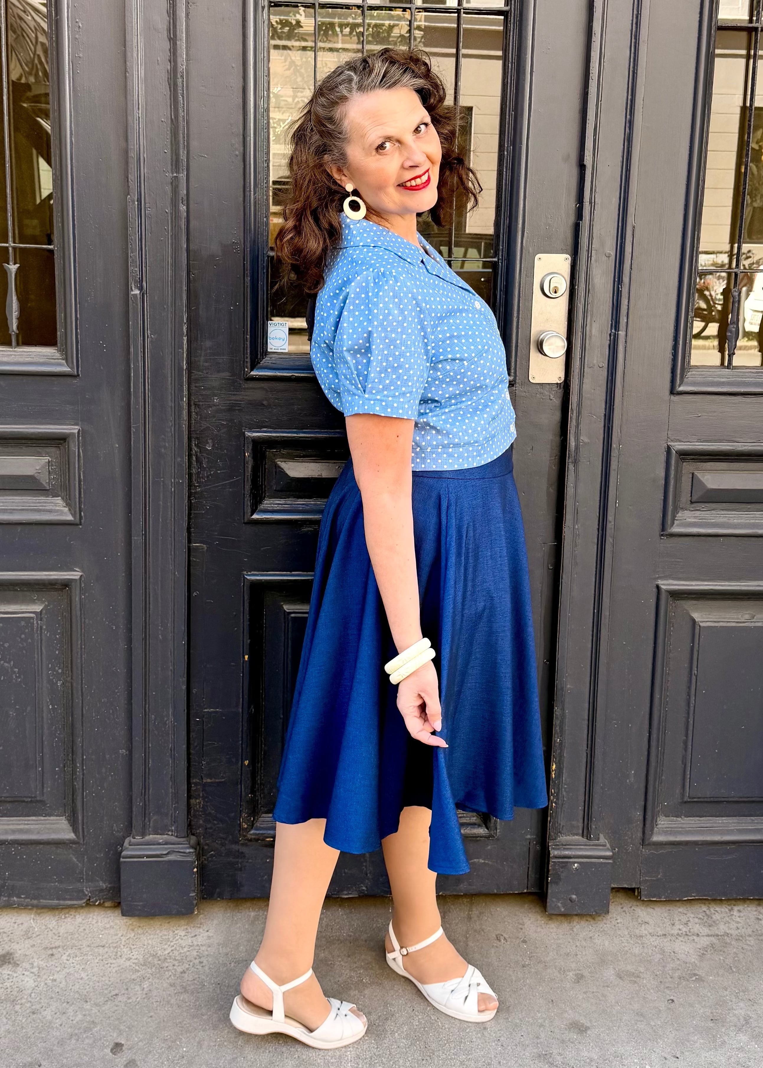 1950'er stils swingnederdel - denimlook swing nederdel Daisy Dapper