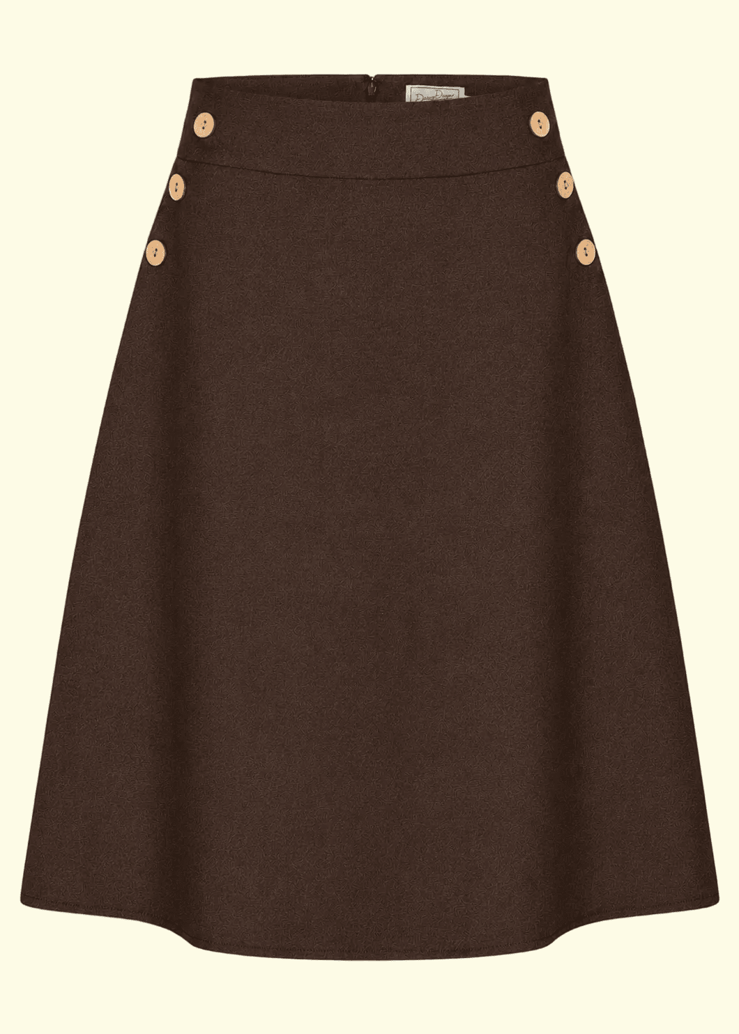 A-line nederdel med knapper - brun aline nederdel Daisy Dapper