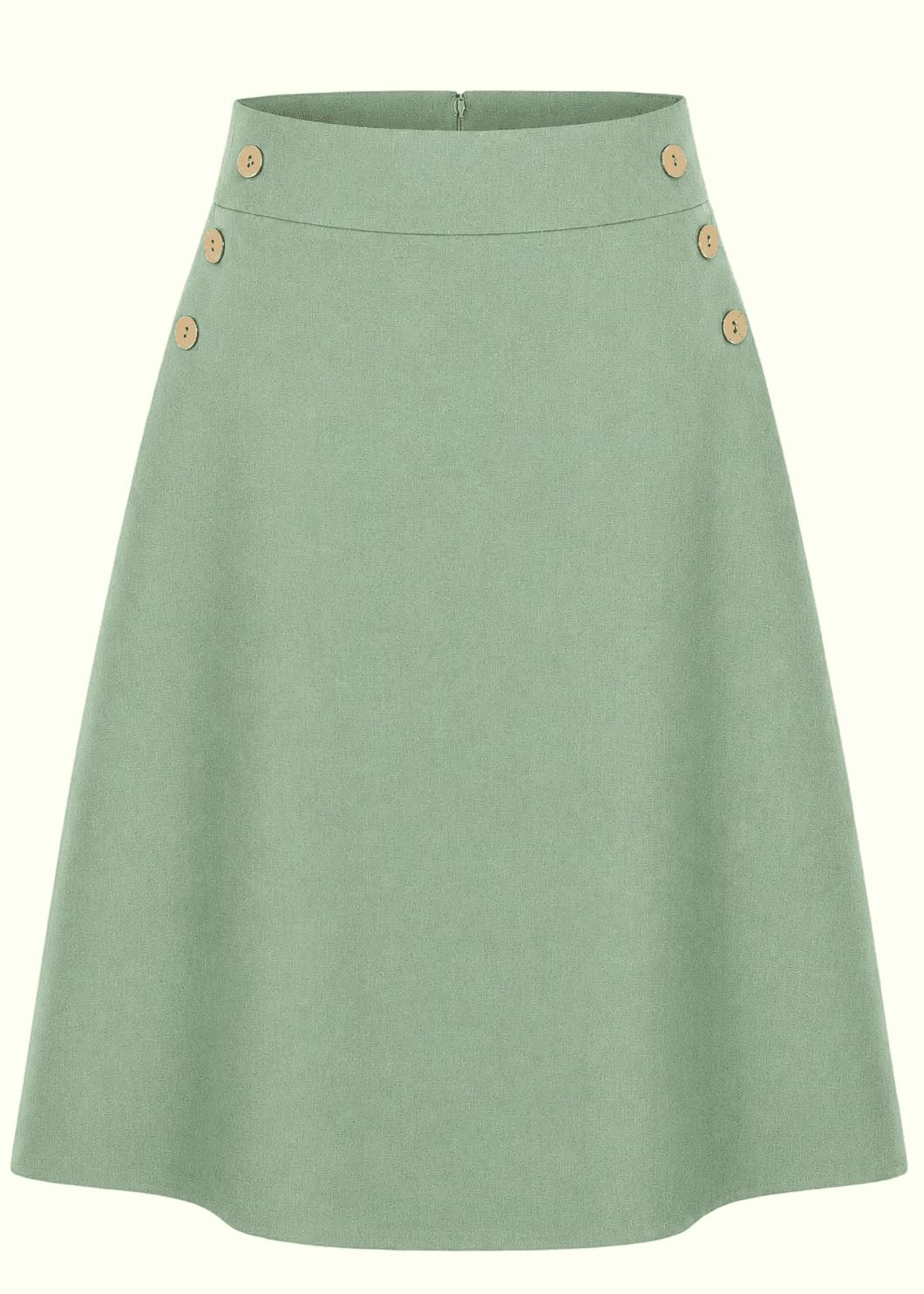 A-line nederdel med knapper - salvie grøn linen look aline nederdel Daisy Dapper