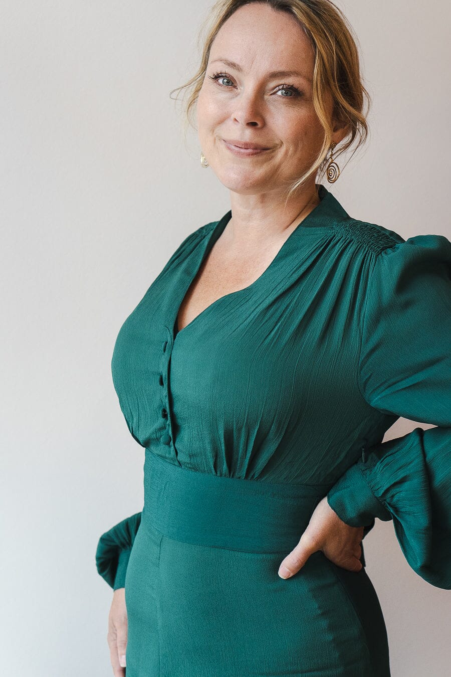 Ava kjole i grøn Seamstress Of Bloomsbury