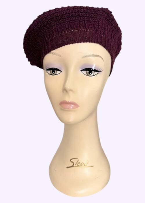 Baret i aubergine strik Accessories House of Foxy