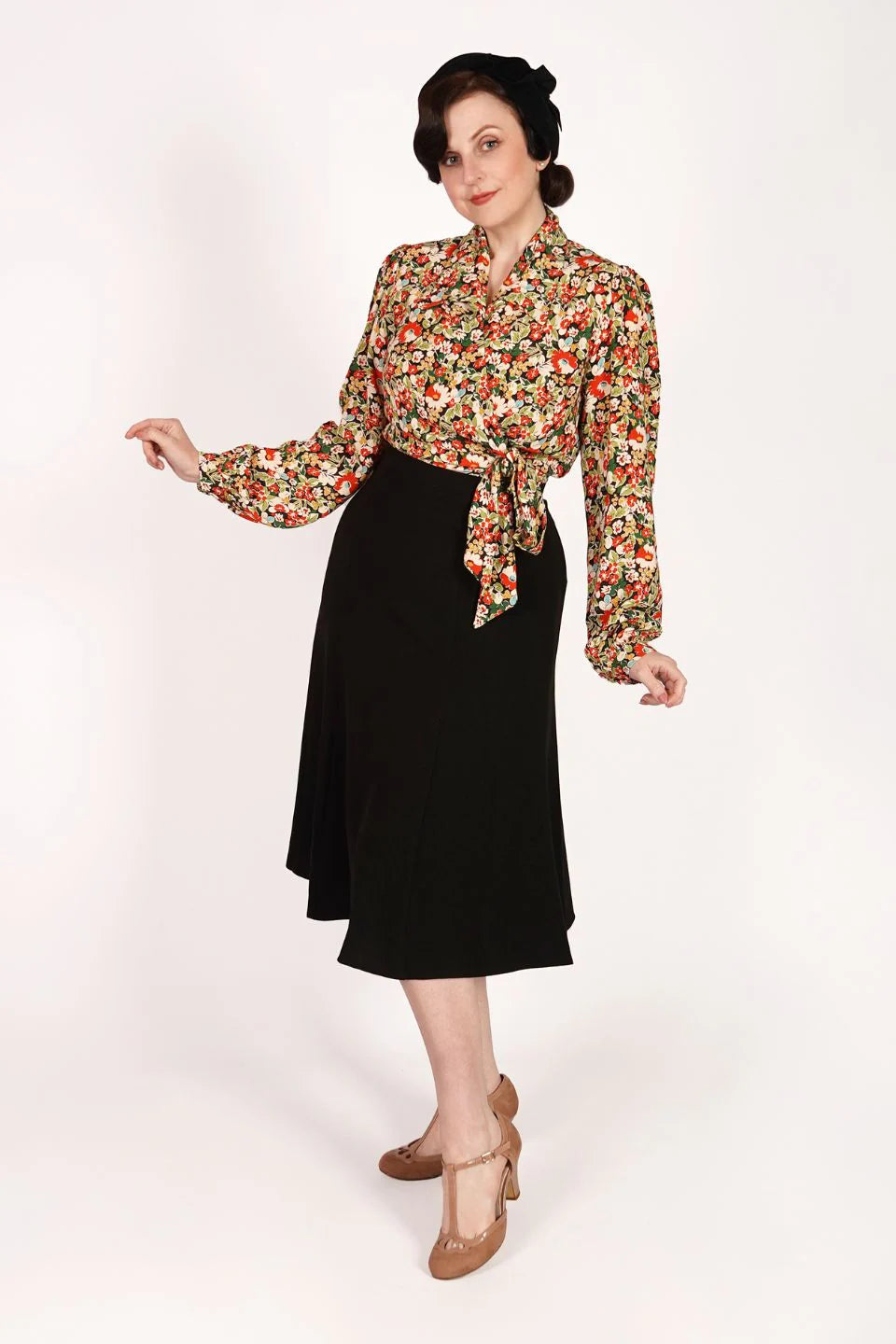 Bette Midi nederdel i sort aline nederdel Weekend Doll