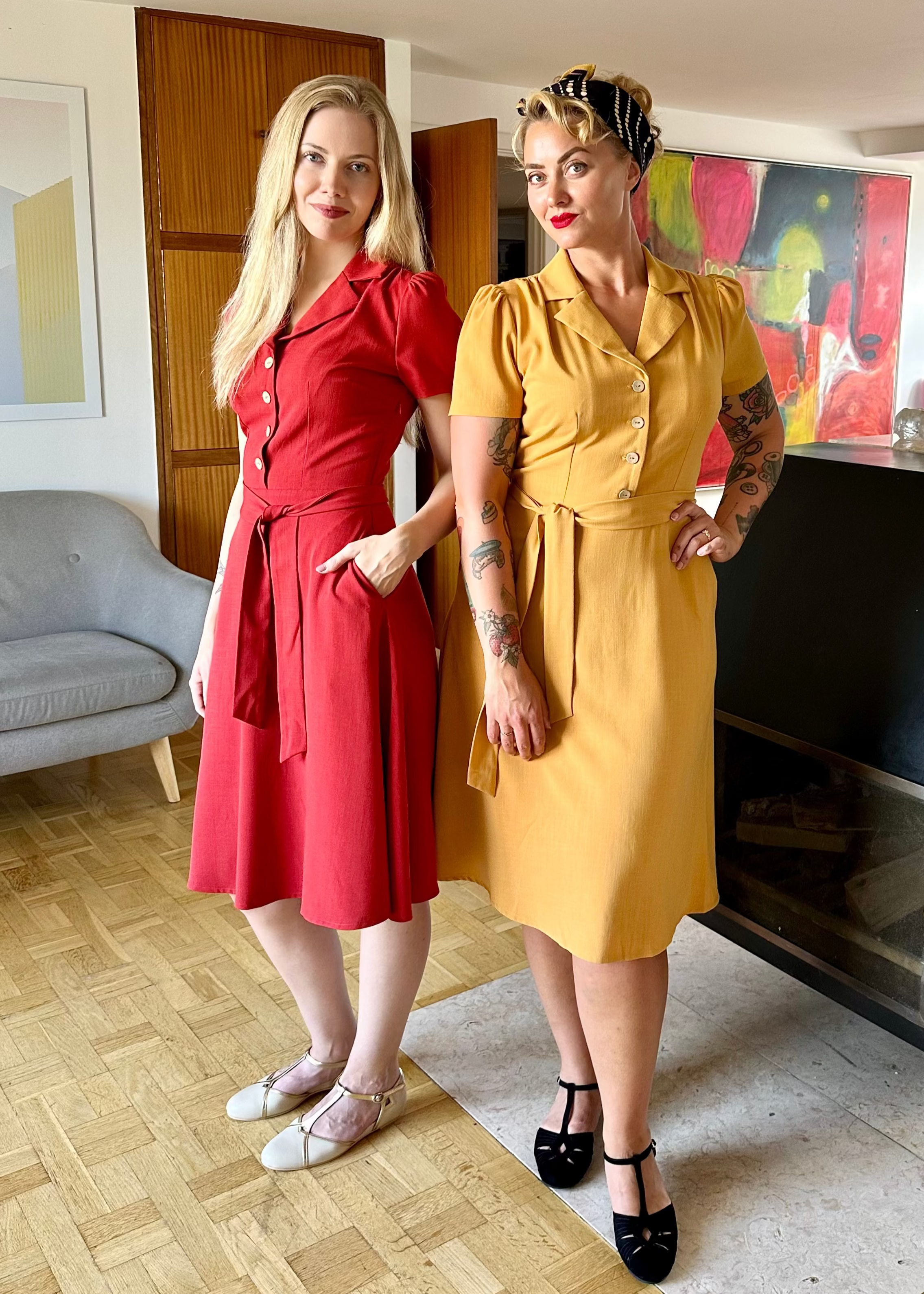 Betty kortærmet skjortekjole i brændt orange Kjoler Daisy Dapper