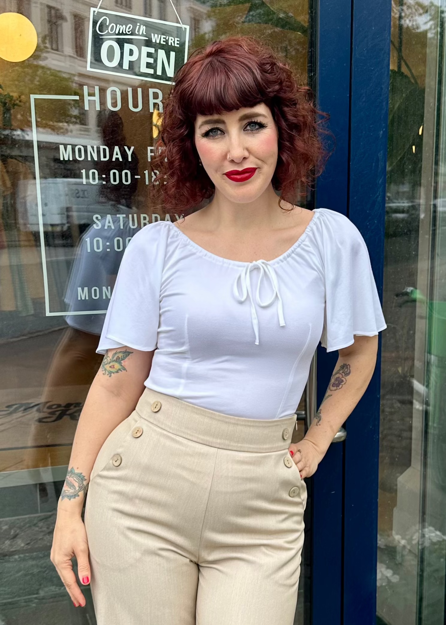Butterfly top i råhvid jersey top Daisy Dapper