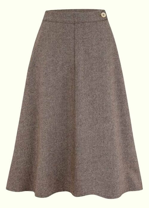 Classic A-line nederdel i brun uldblanding nederdel Weekend Doll