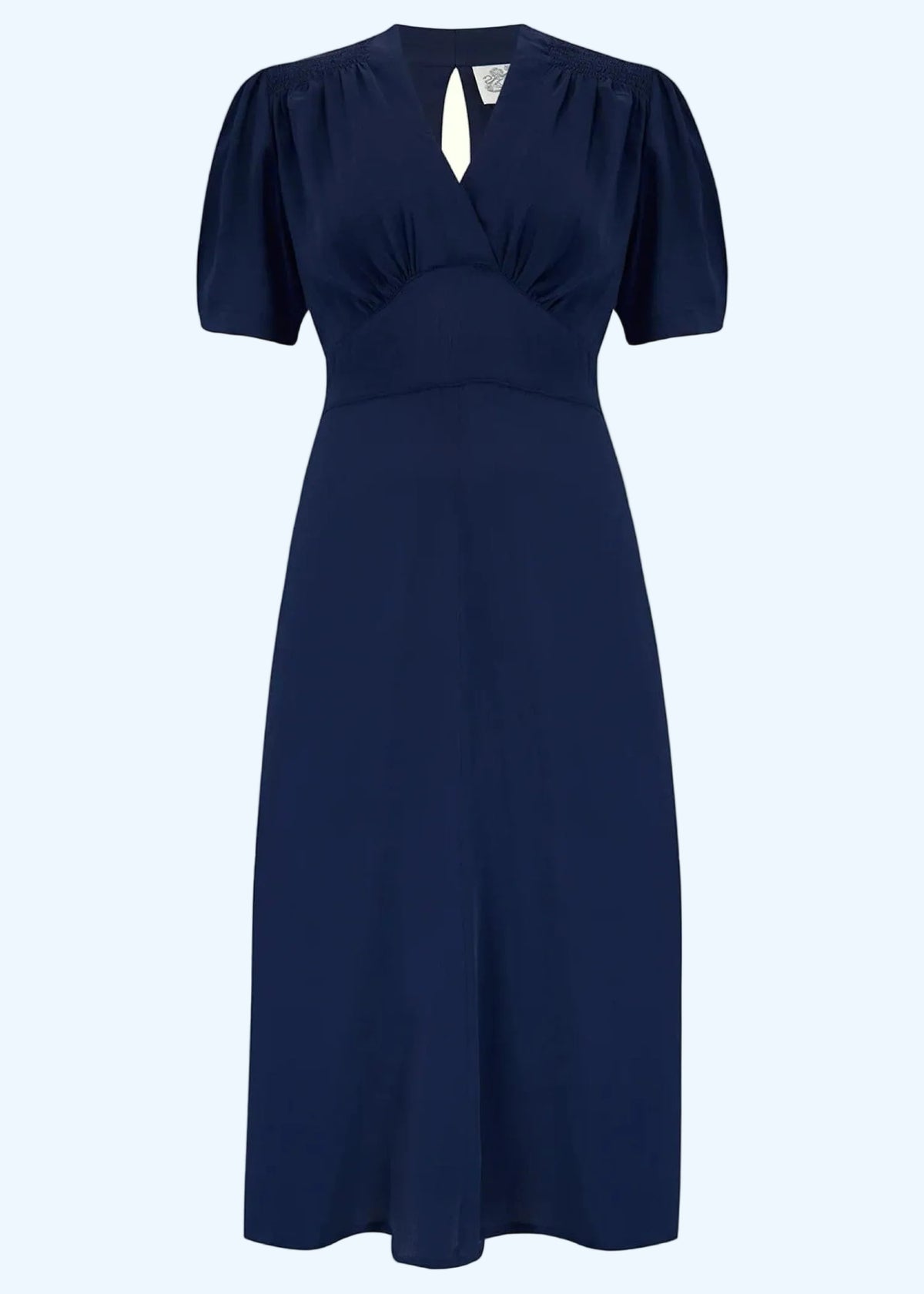 Dolores A-line kjole i navy aline kjole Seamstress Of Bloomsbury