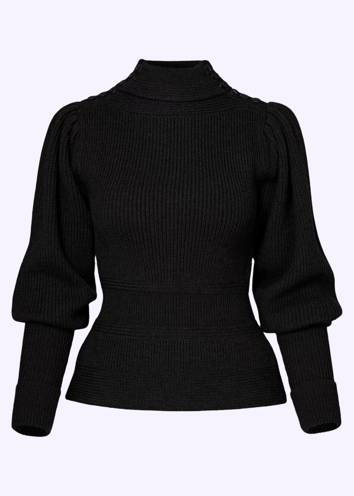 Edwardian Cycling Sweater i sort merinould bluse Emmy Design