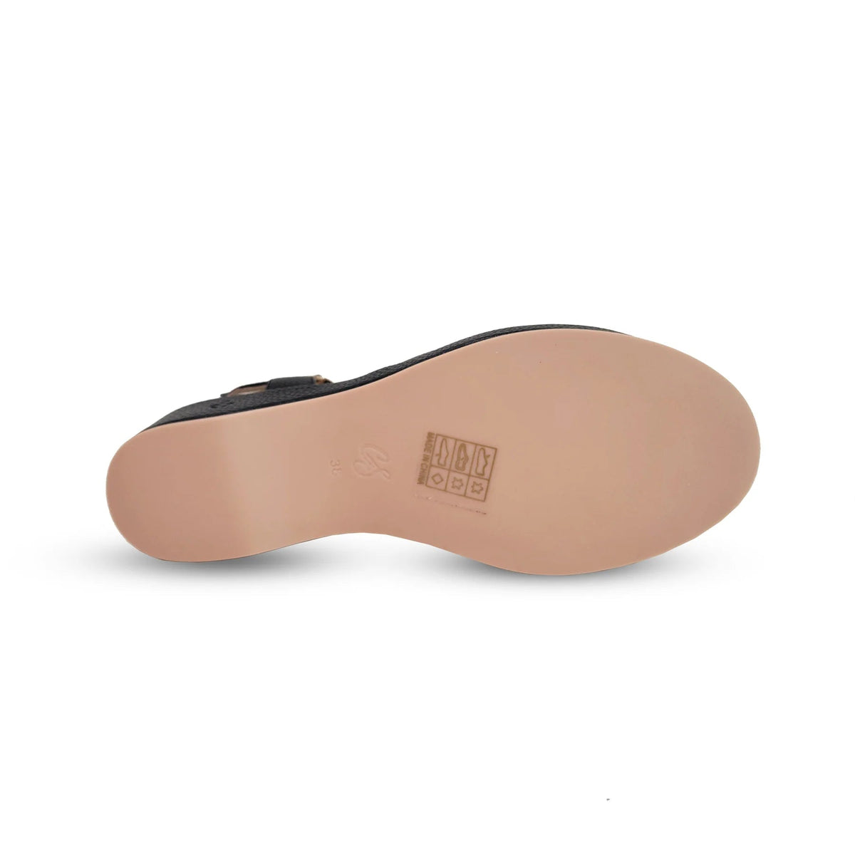 Elba sort wedge sandal med bladmønster sko Charlie Stone