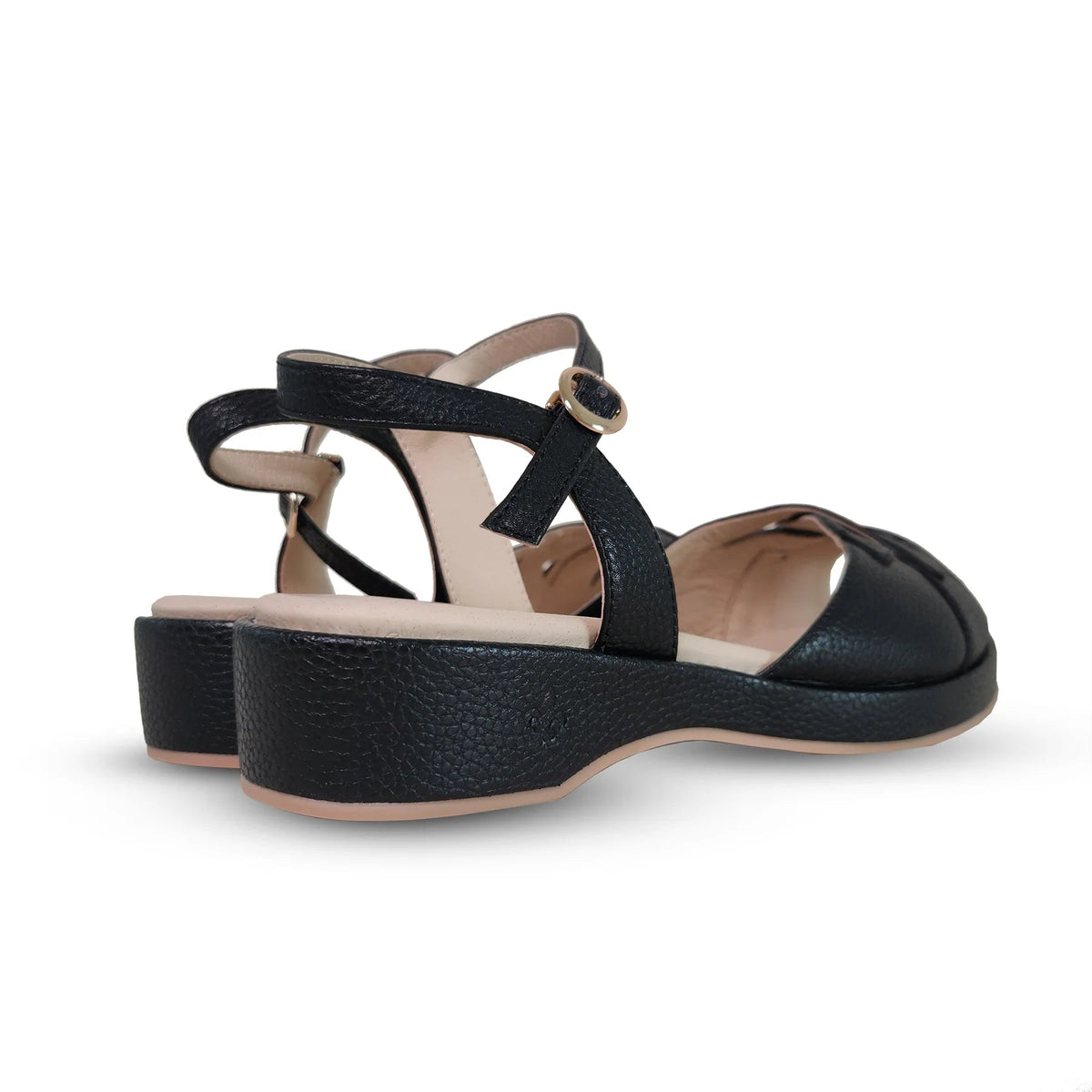 Elba sort wedge sandal med bladmønster sko Charlie Stone
