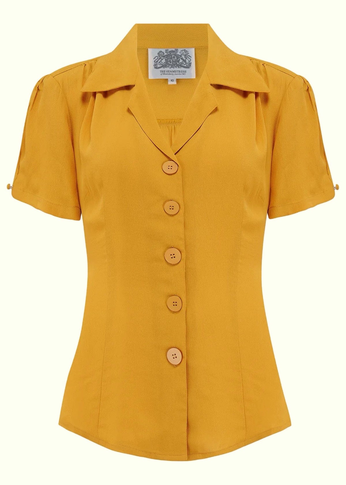 Grace kortærmet skjorte i mustard kortærmet skjorte Seamstress Of Bloomsbury