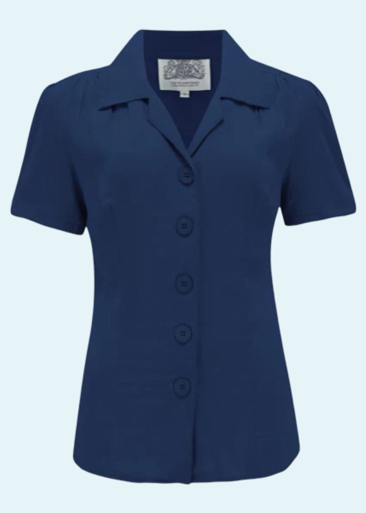 Grace kortærmet skjorte i navy blå Seamstress Of Bloomsbury