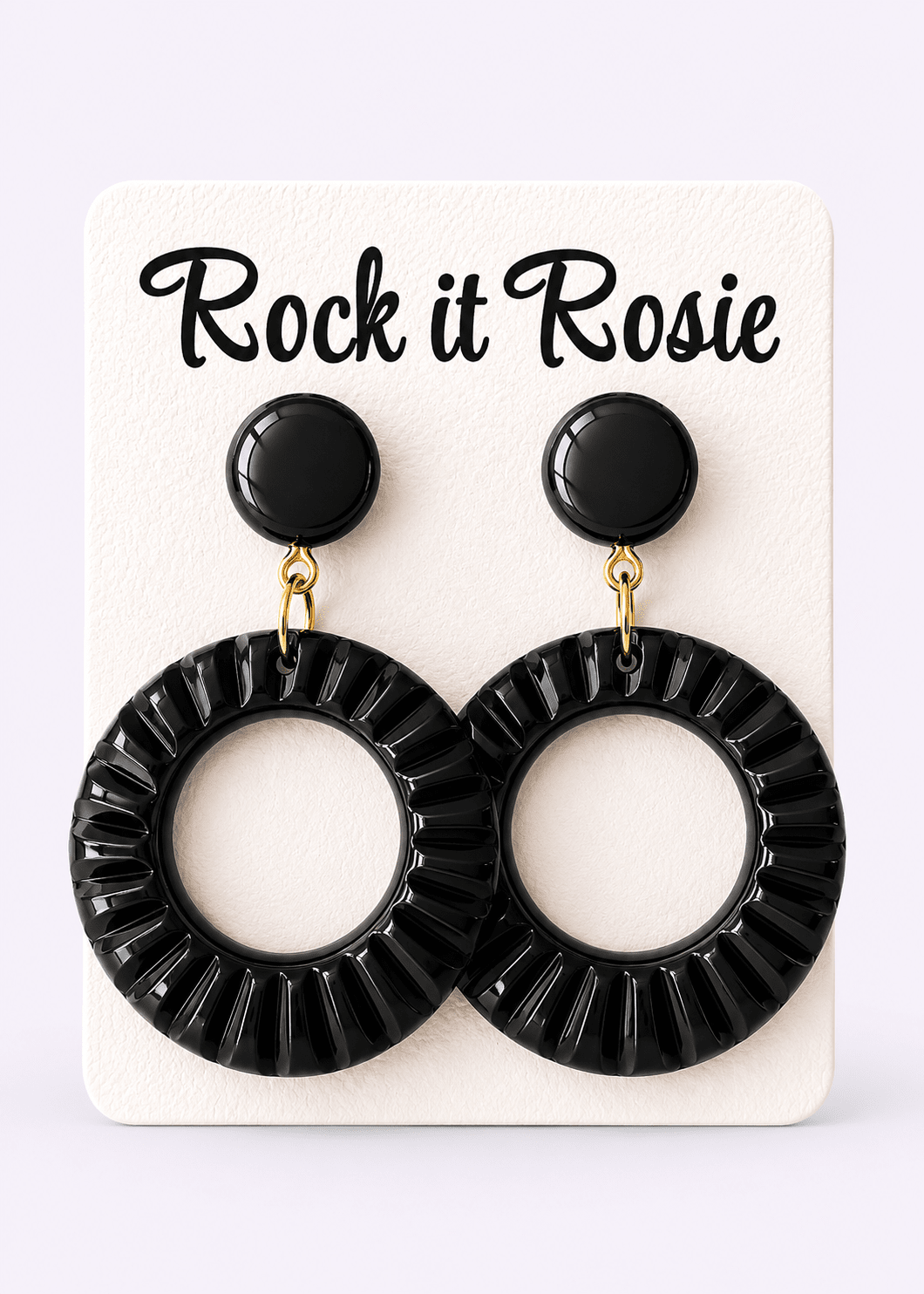 Hoop øreringe i 1950'er stil med mønster - sort øreringe Rock It Rosie