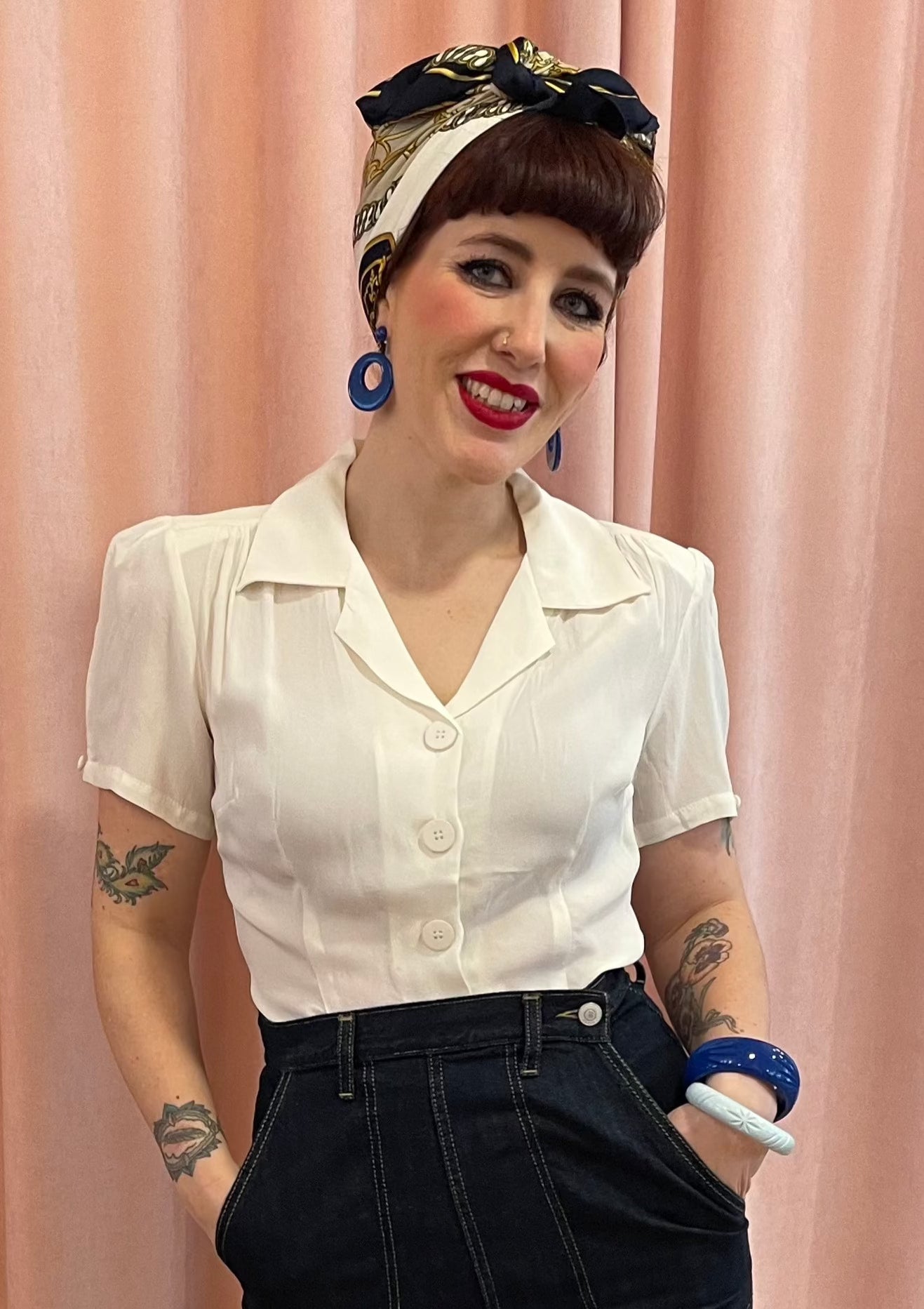 Hoop øreringe i 1950'er vintage stil, Cobolt blå Accessories Rock It Rosie