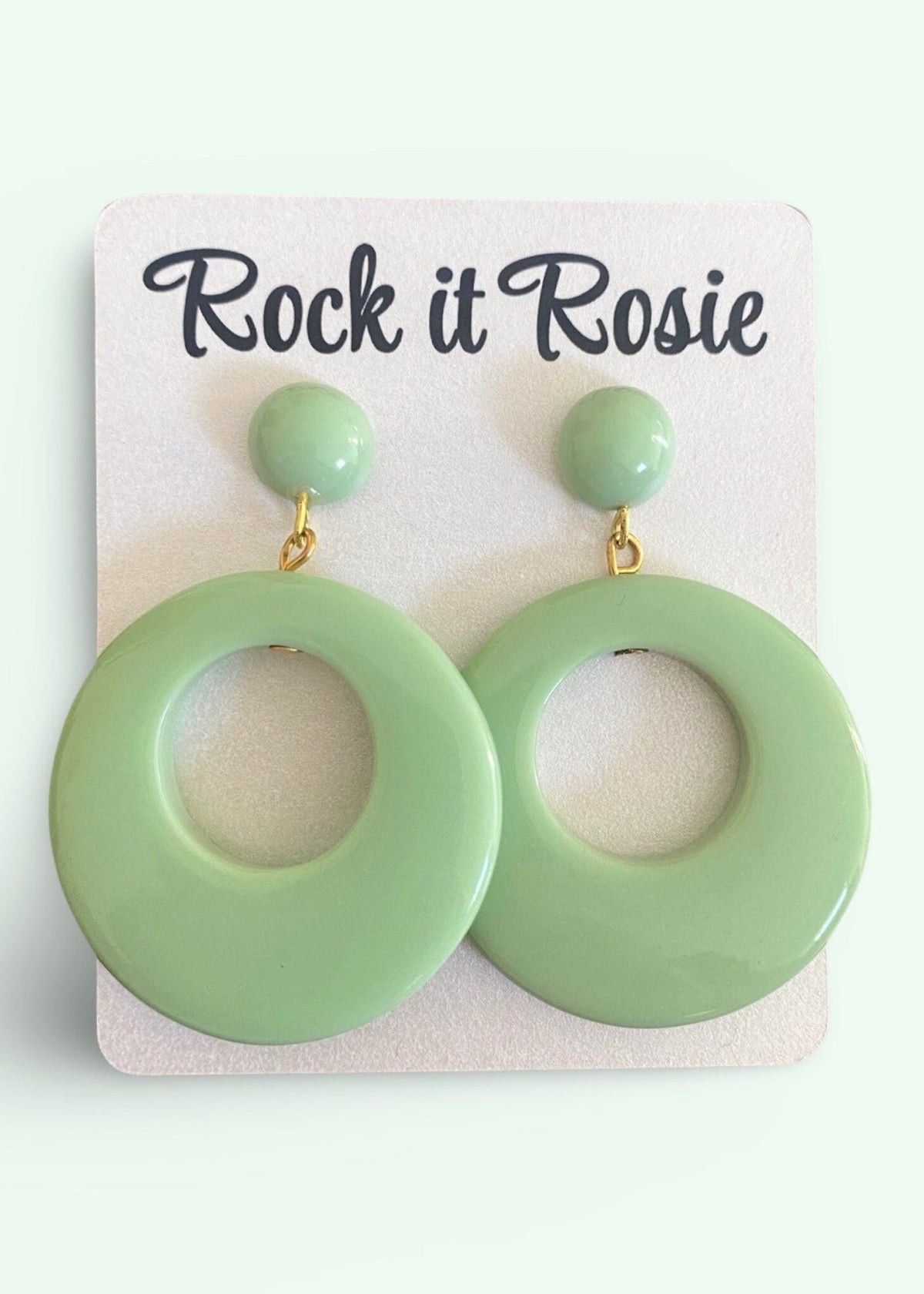 Hoop øreringe i 1950'er vintage stil, Pastel grøn Accessories Rock It Rosie