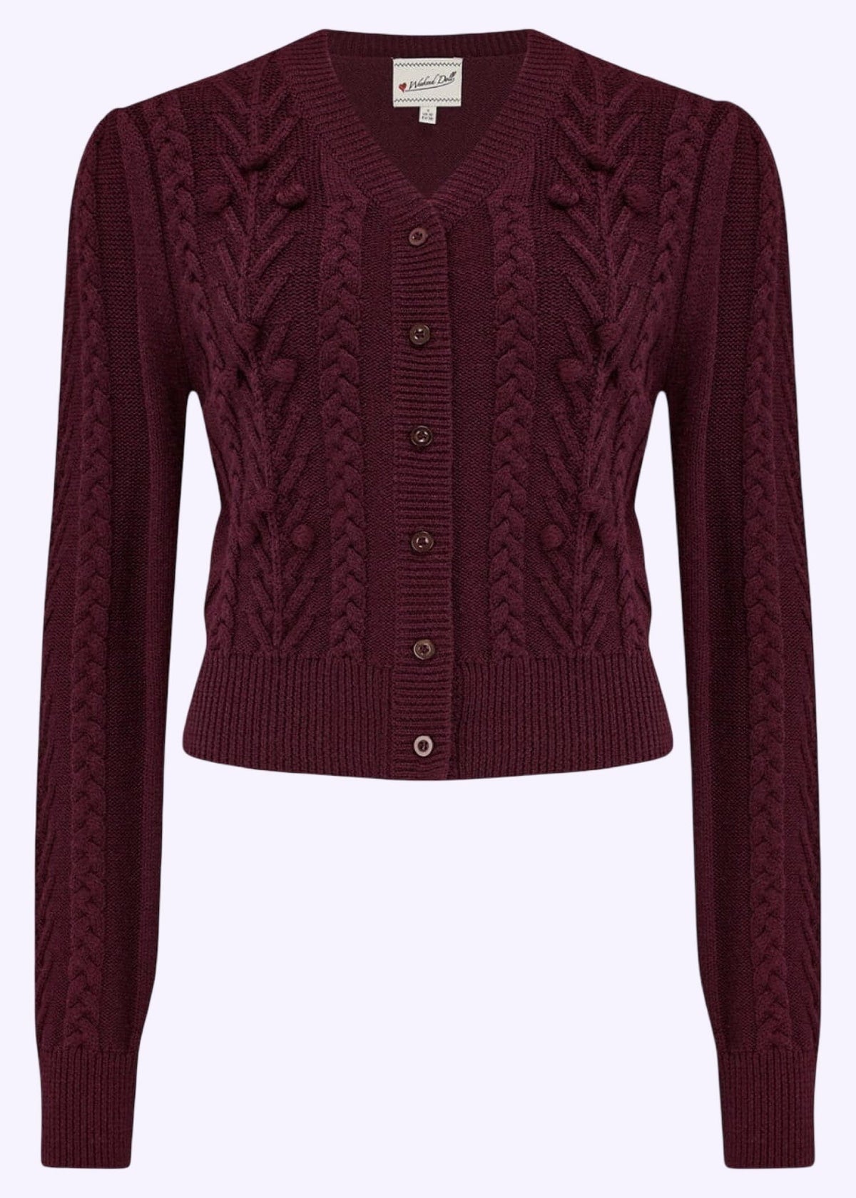 Judy Cardigan i burgundy cardigan Weekend Doll