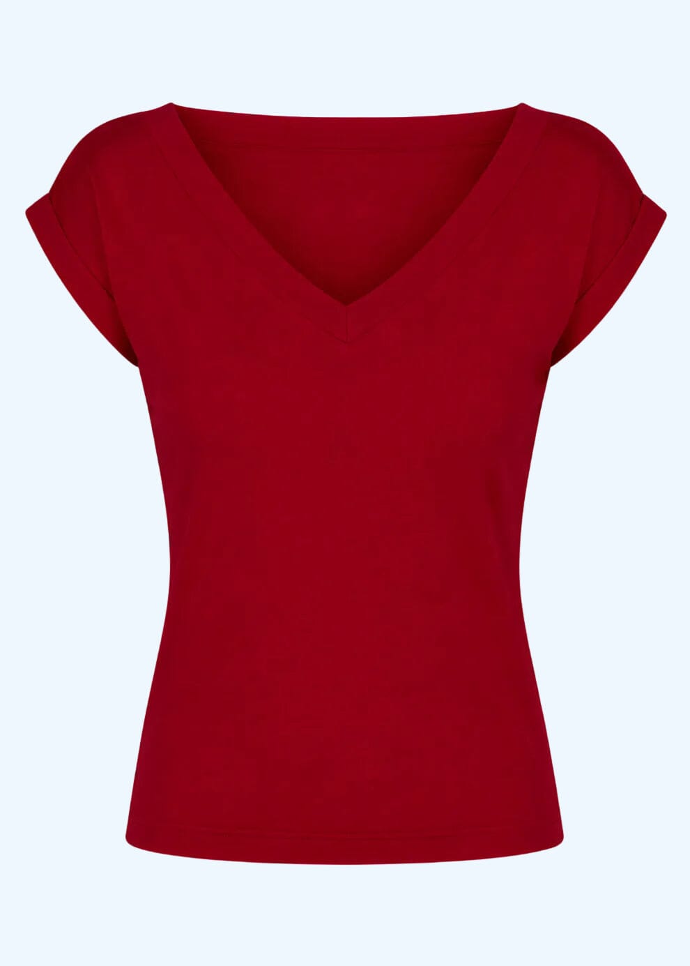 Kortærmet vendbar boatneck top - klassisk rød jersey top Daisy Dapper