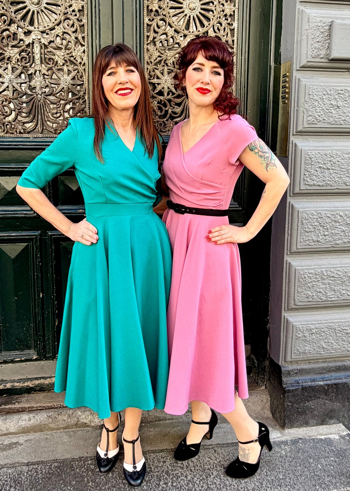 Leyla swing kjole med 3/4 ærmer - jade swing kjole Pretty Dress Company
