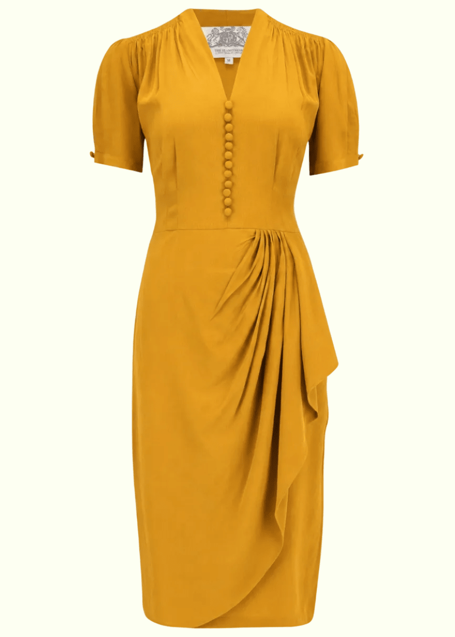 Mabel 1940'er kjole - mustard pencil kjole Seamstress Of Bloomsbury