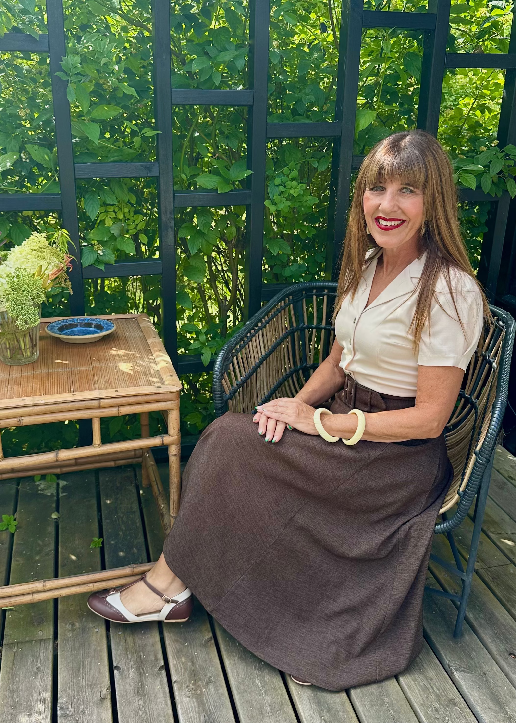 Midi skirt med bælte - brun midi nederdel Daisy Dapper