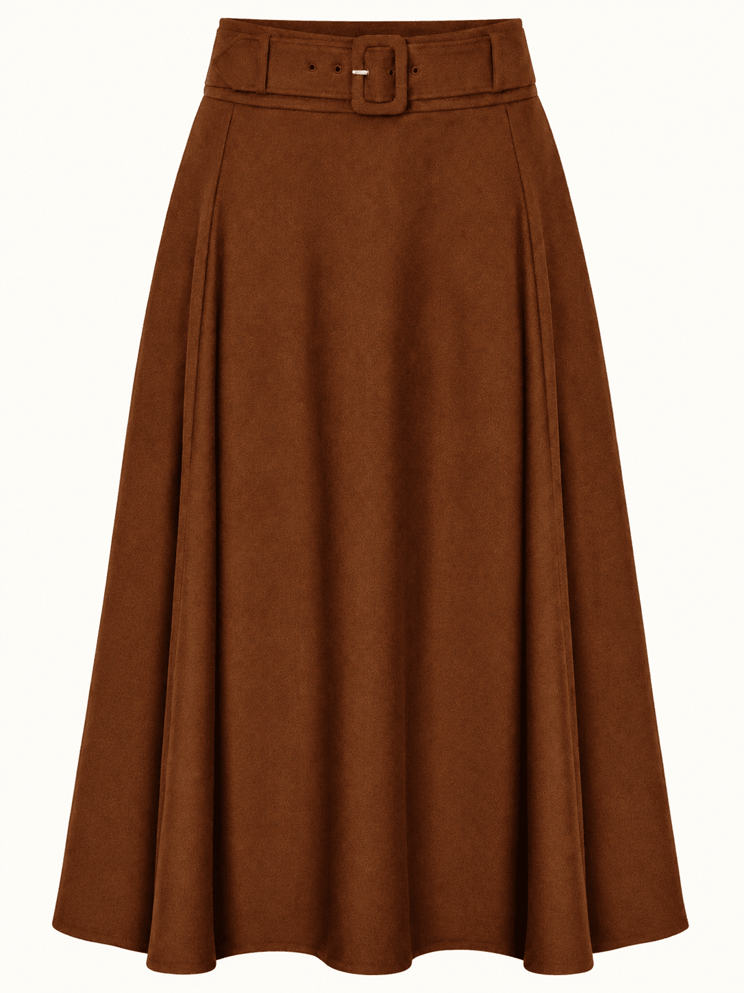 Midi skirt med bælte - cognac linen look midi nederdel Daisy Dapper