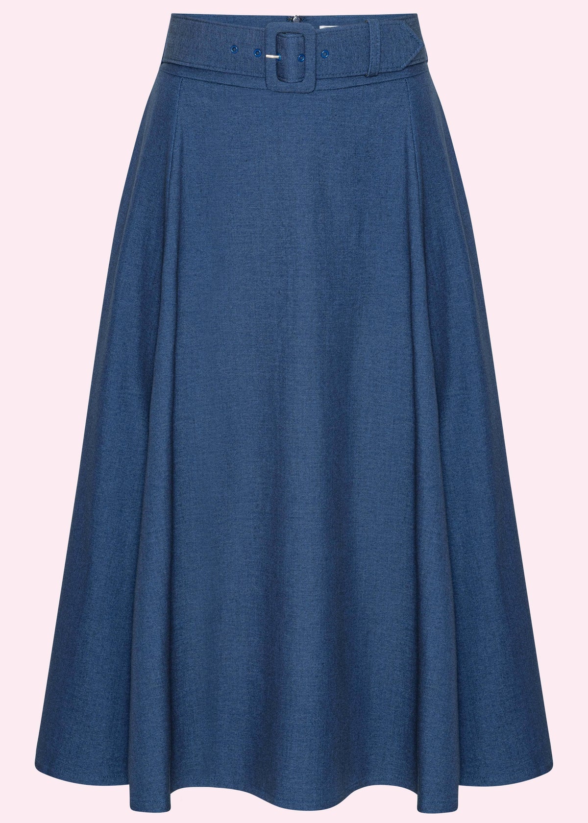 Midi skirt med bælte i blå denim-look Nederdel Daisy Dapper