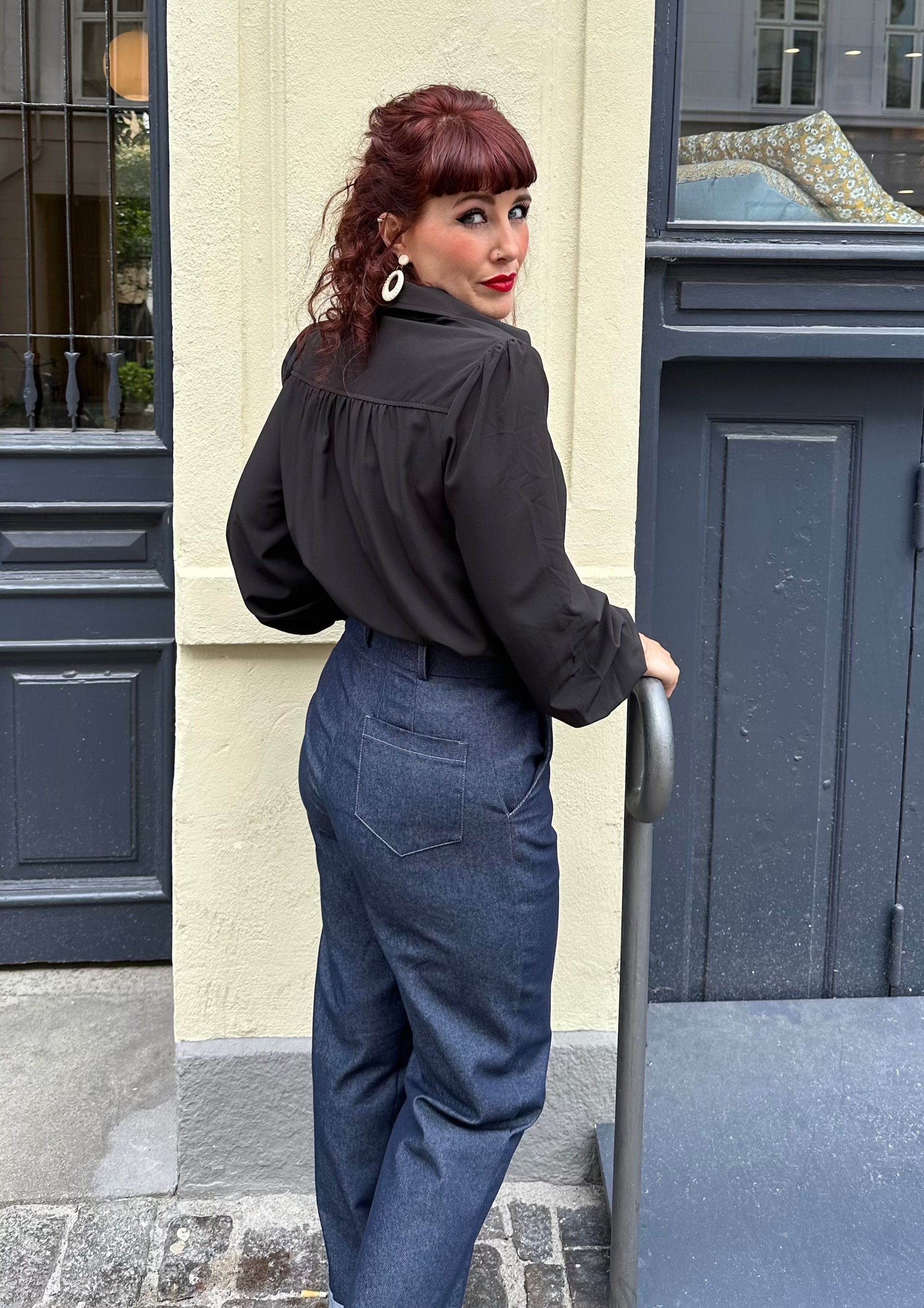 Monroe højtaljede denim bukser i navy bukser Weekend Doll