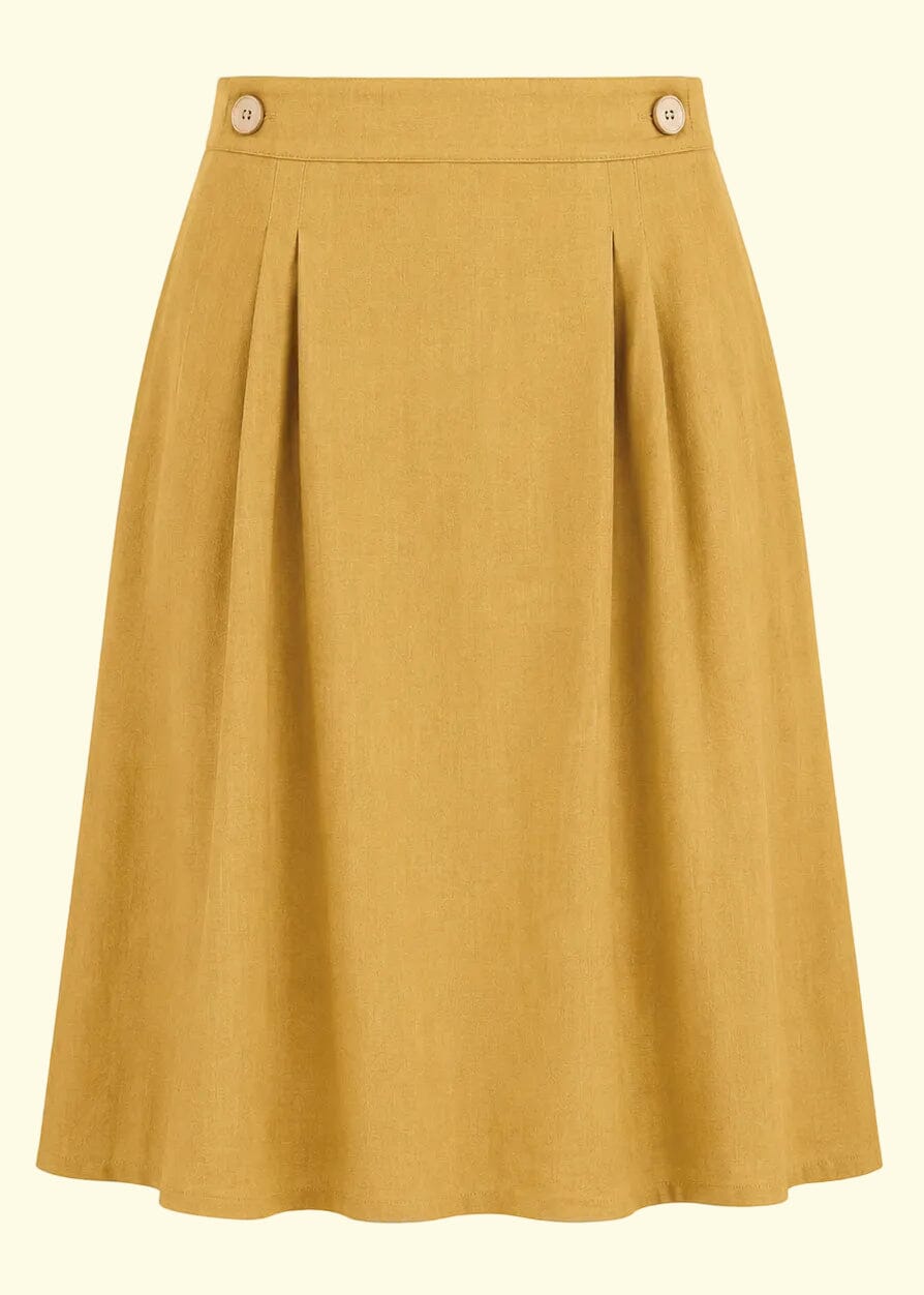 Nederdel med slåom detalje - gul okker aline nederdel Daisy Dapper
