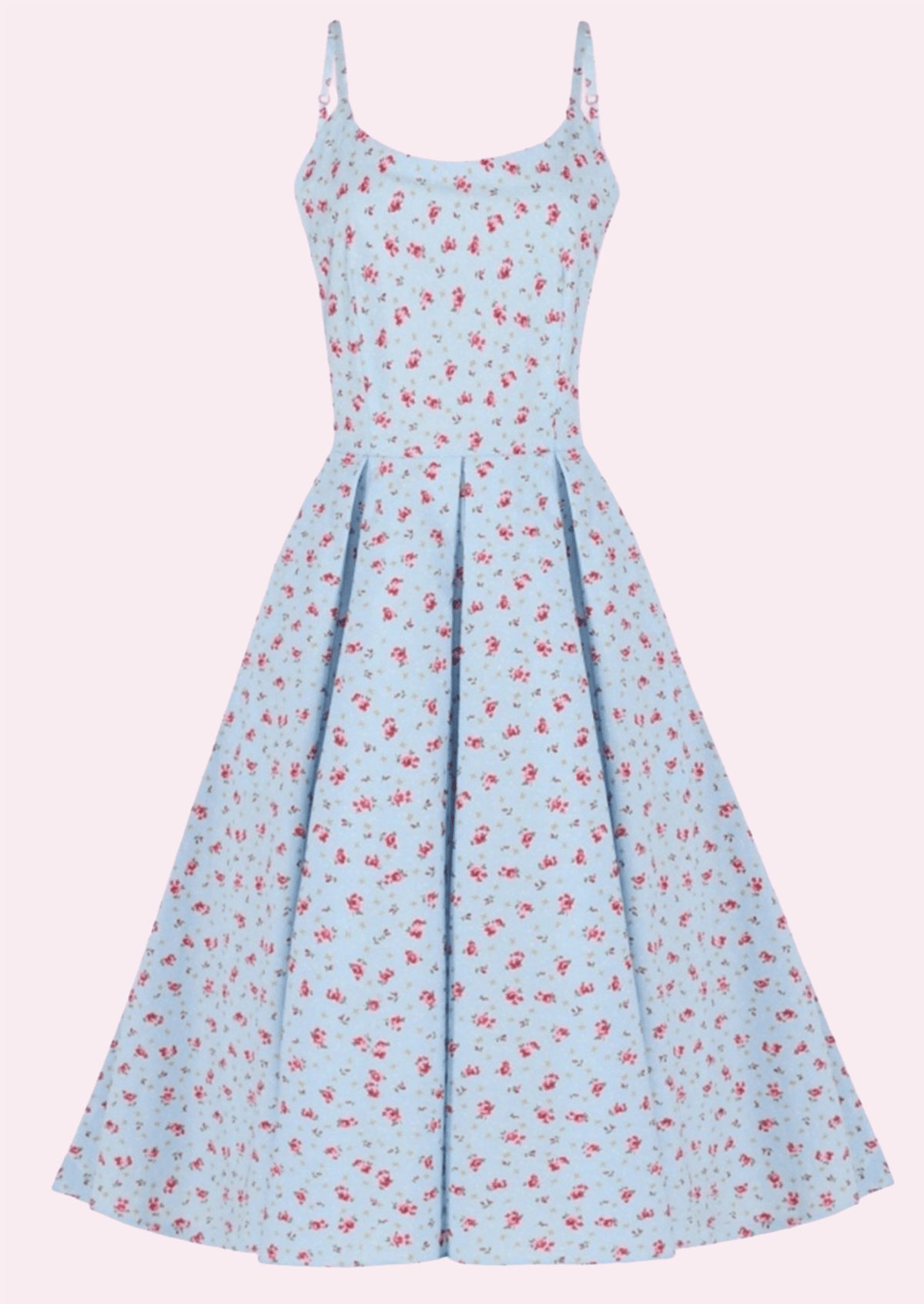 Priscilla swingkjole i lyseblå med blomster Kjoler Pretty Dress Company