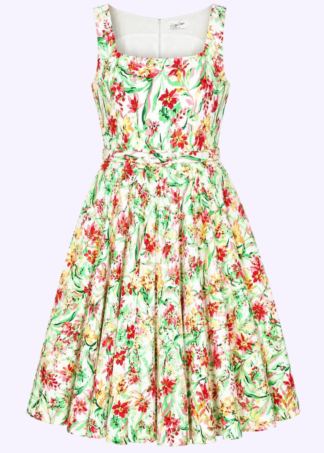 Rosie swingkjole med brede stropper - multi floral swing kjole Daisy Dapper