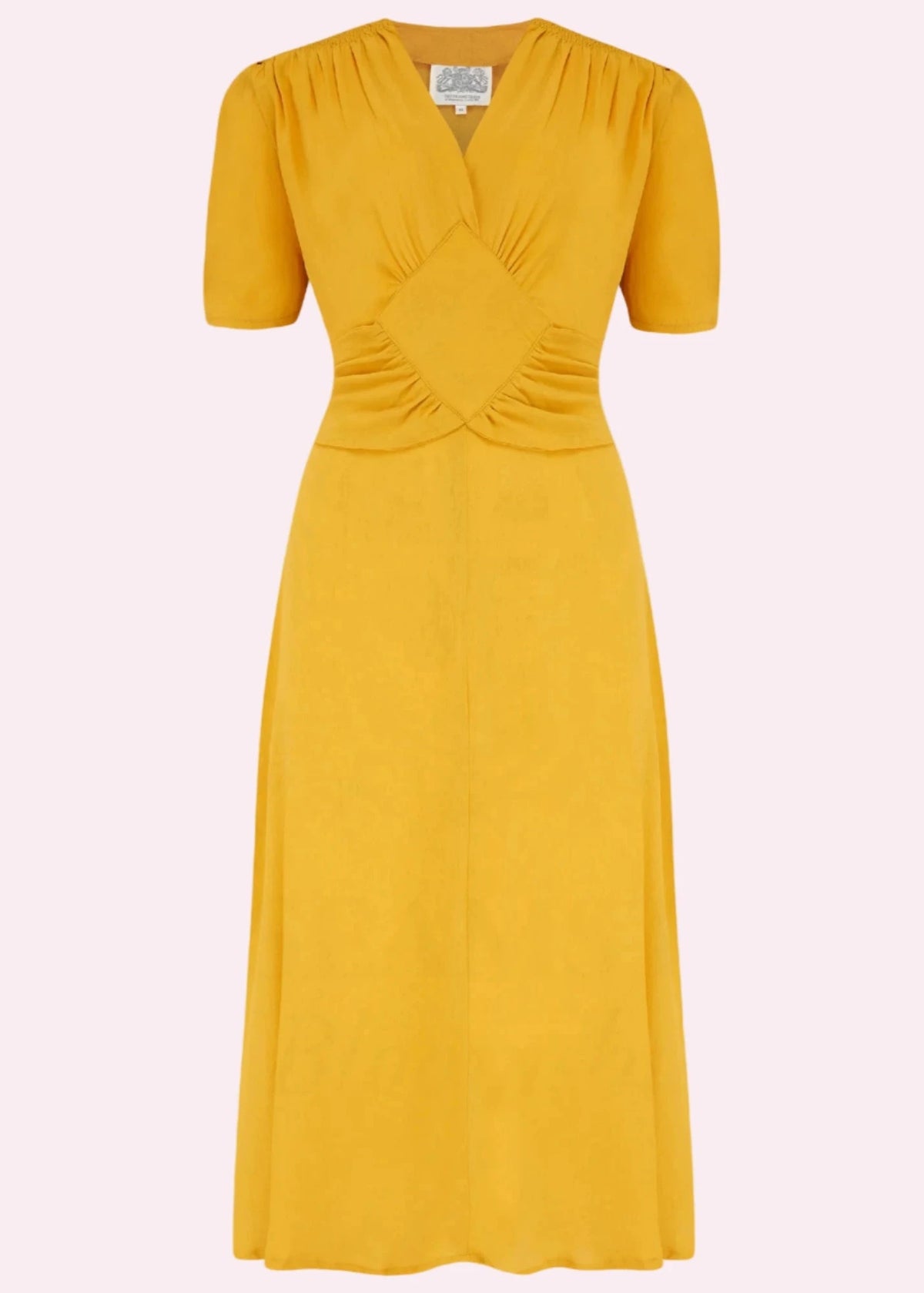 Ruby A-line kjole i gul mustard Kjoler Seamstress Of Bloomsbury