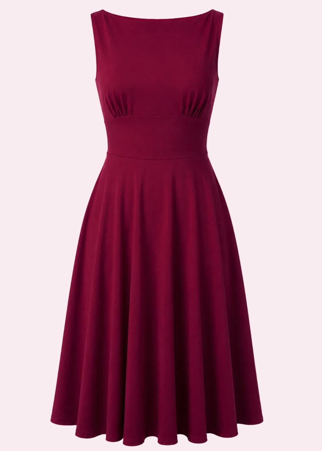 Ruby boatneck swingkjole - berry linen look swing kjole Daisy Dapper