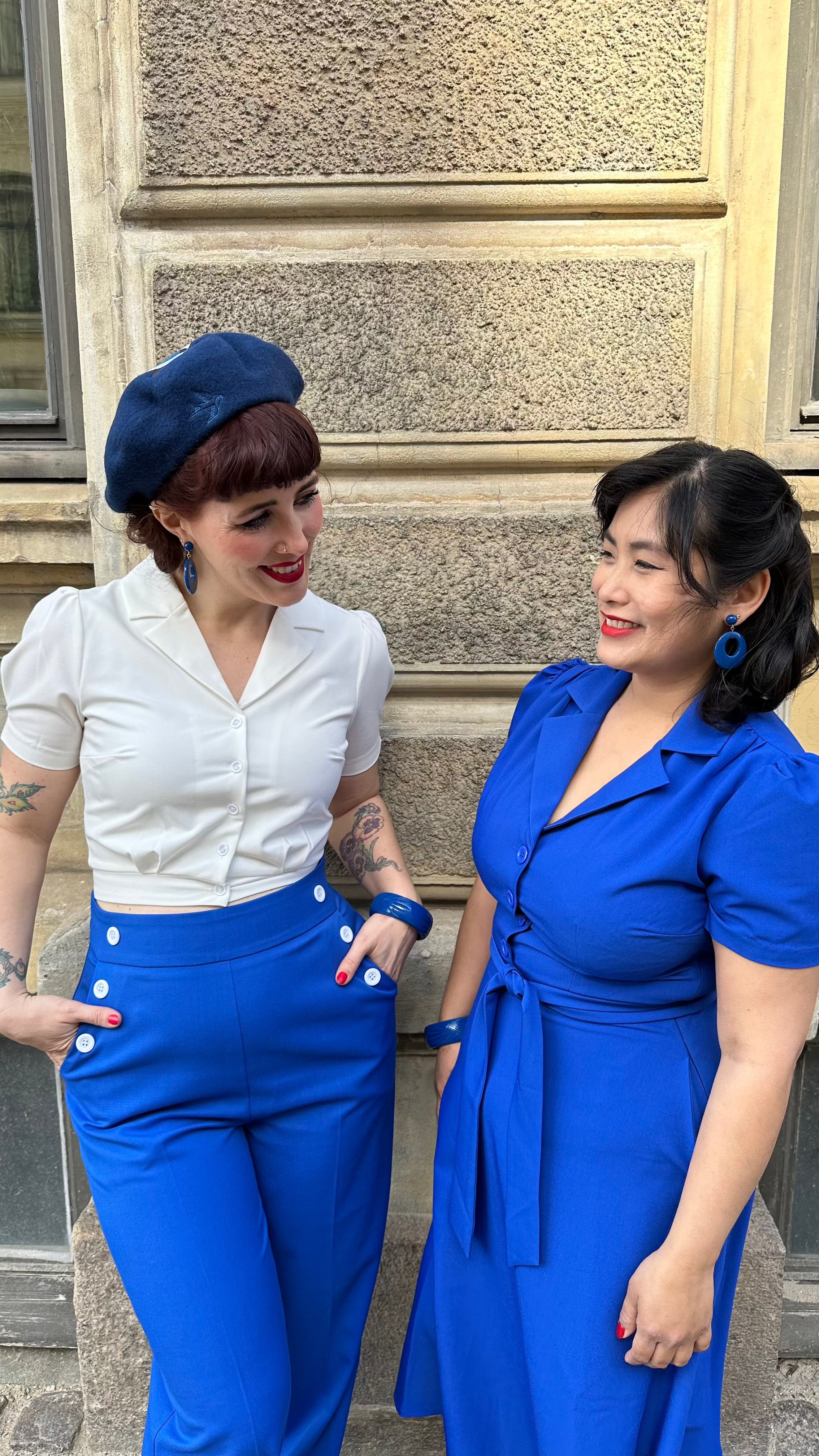Sally højtaljede sailorbukser i koboltblå tøj Daisy Dapper