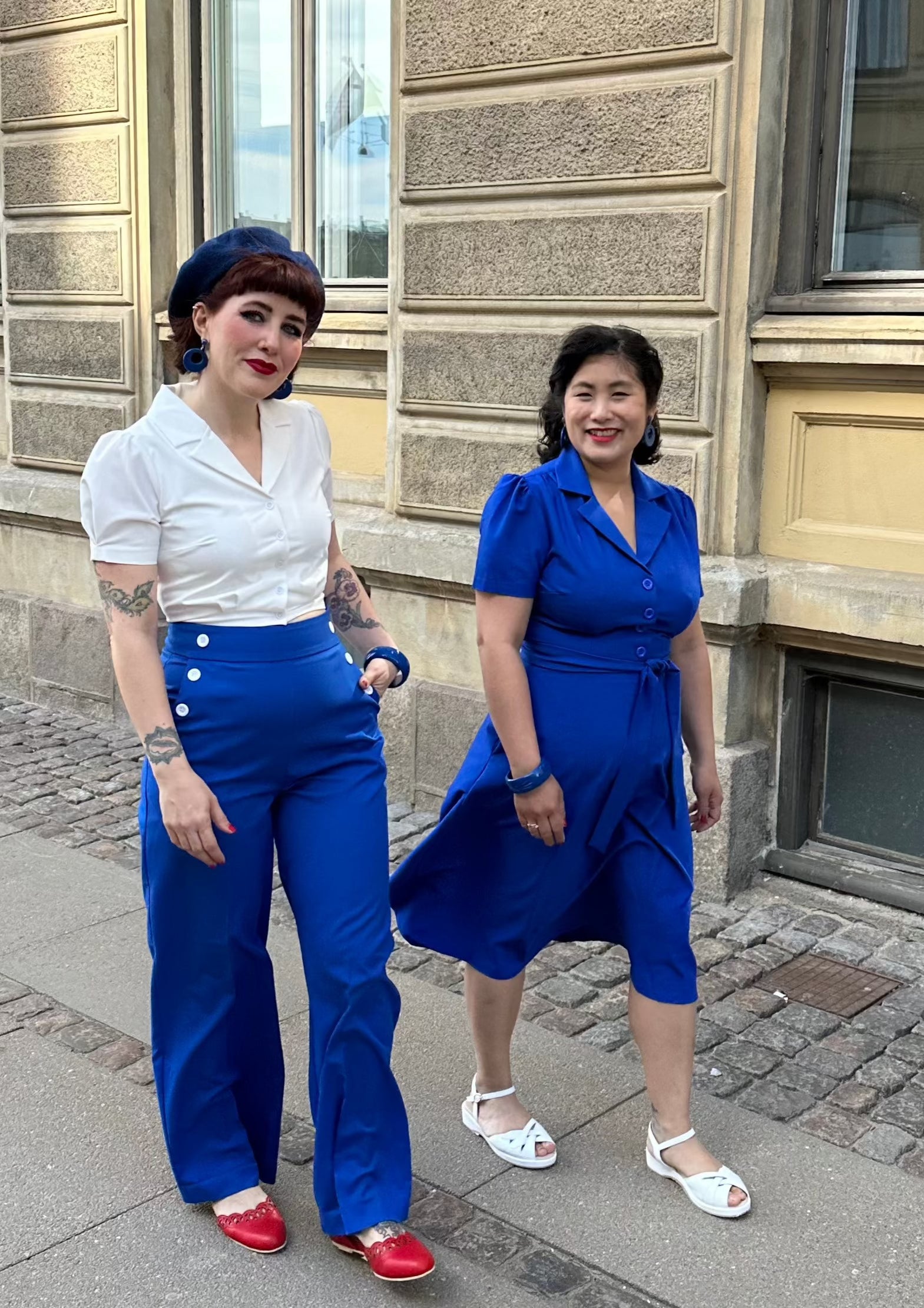 Sally højtaljede sailorbukser i koboltblå tøj Daisy Dapper