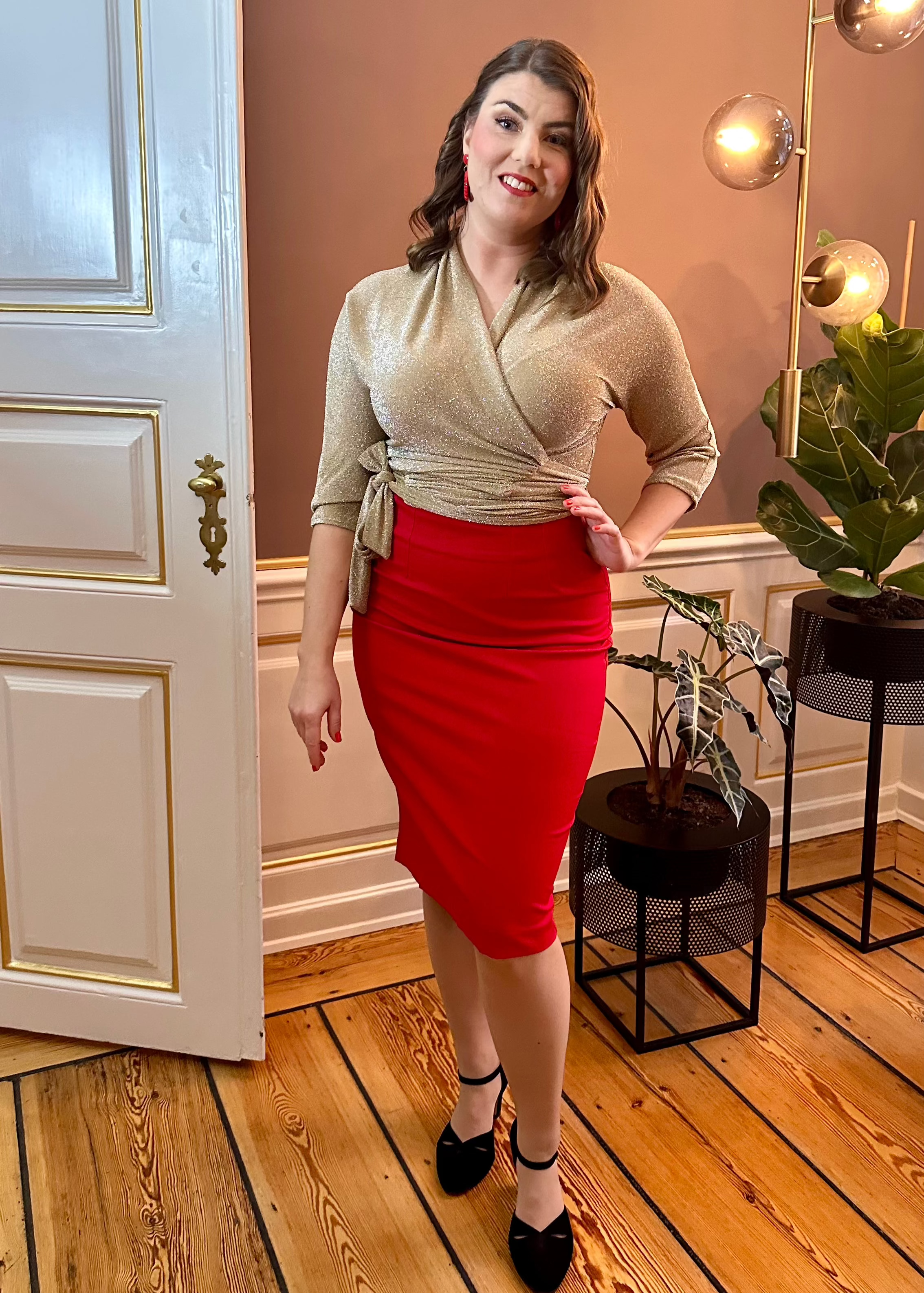 Slåom bluse i guld Lurex Freddies Of Pinewood