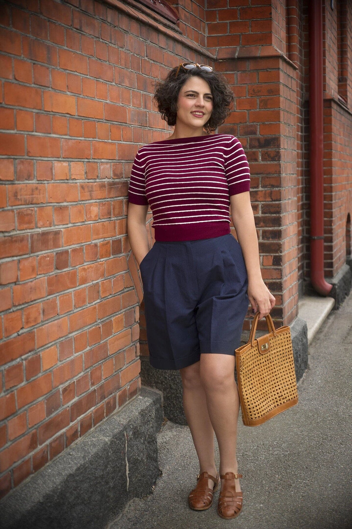 The "Emmy Goes to Paris" Top - Vinrød stribet uld bluse Emmy Design