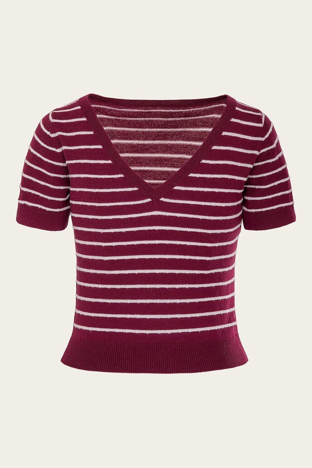 The "Emmy Goes to Paris" Top - Vinrød stribet uld bluse Emmy Design