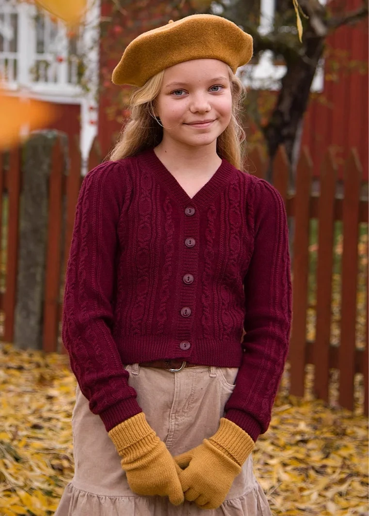 The little Ice Skater Cardigan maroon melange cardigan Emmy Design