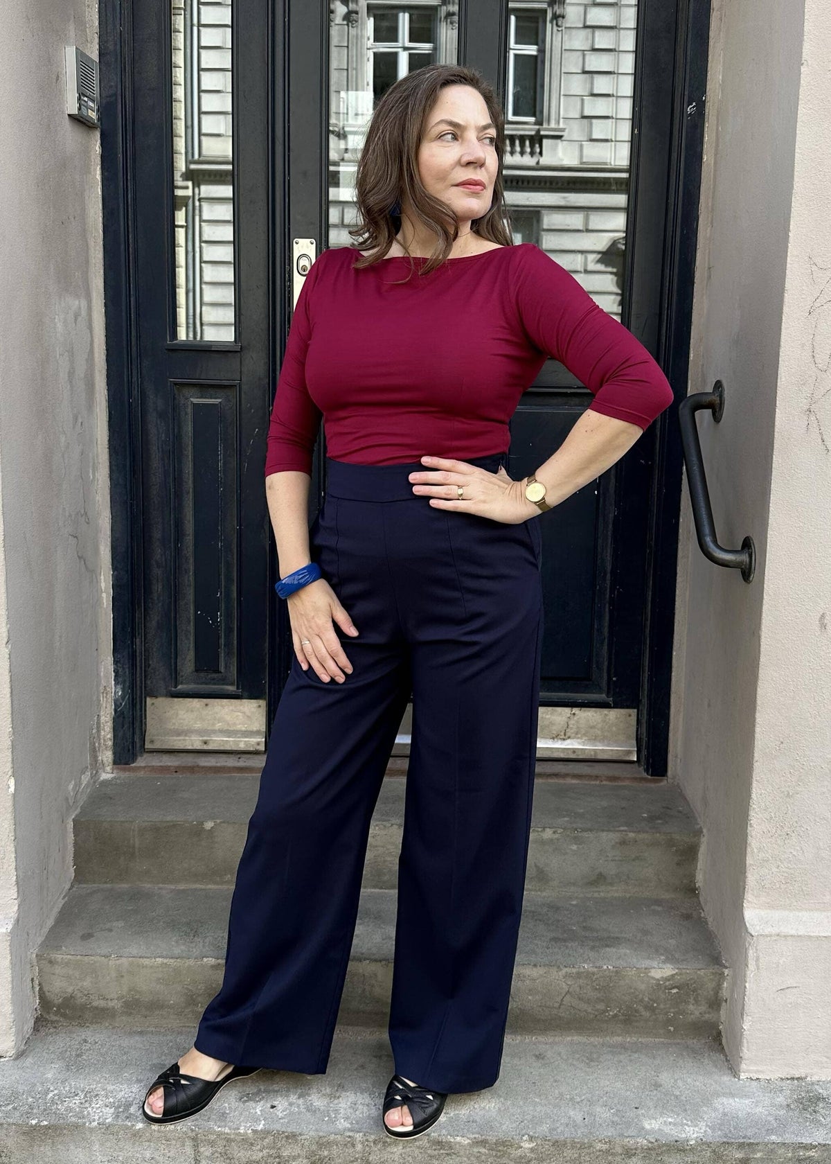 Vendbar boatneck top i magenta - deluxe jersey top Daisy Dapper