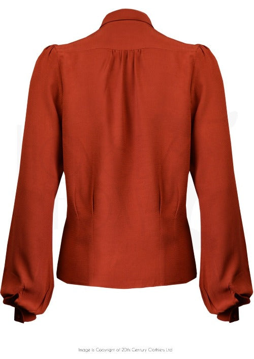 House of Foxy: Sweetheart vintage stils skjortebluse i rustfarvet tøj Mondo Kaos