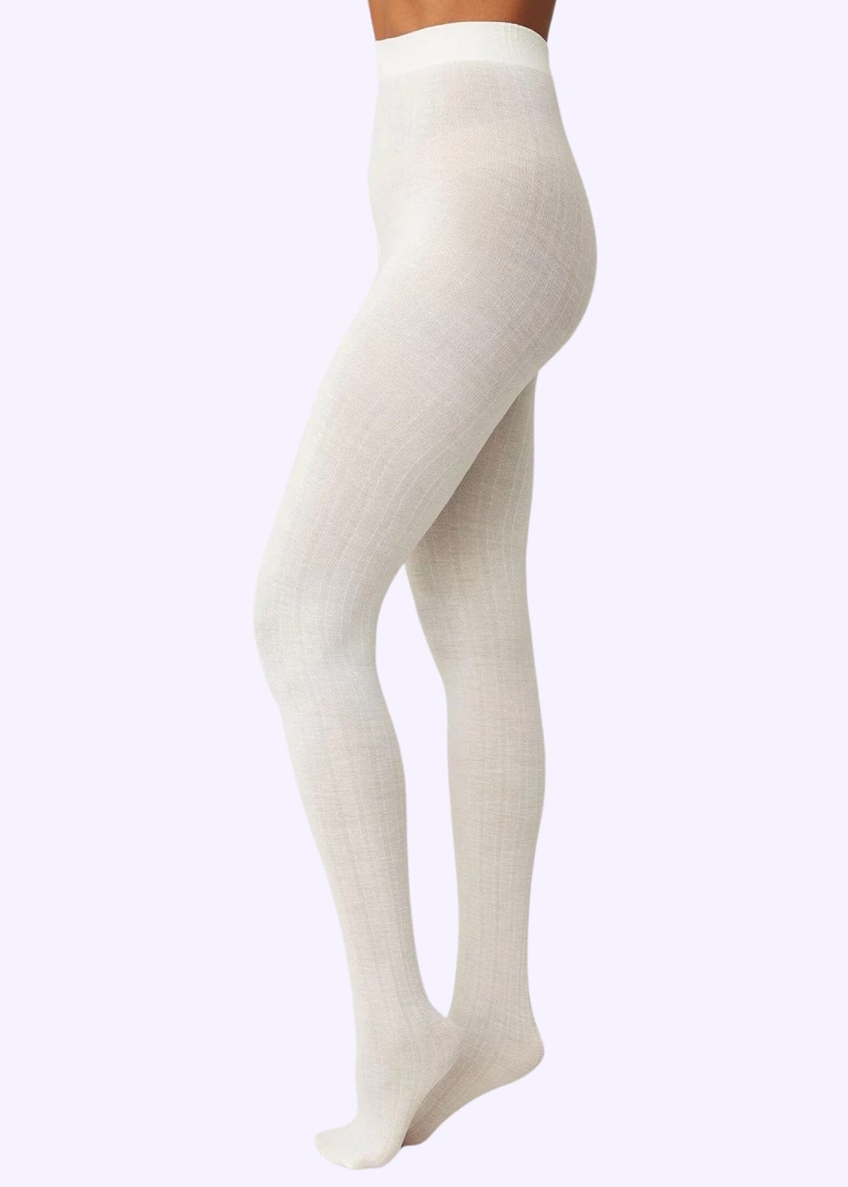 Swedish Stockings: Freja Øko uld strømpebukser, Råhvid Swedish Stockings