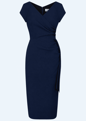 1950'er Hourglass pencil kjole - navy blå pencil kjole Pretty Dress Company 