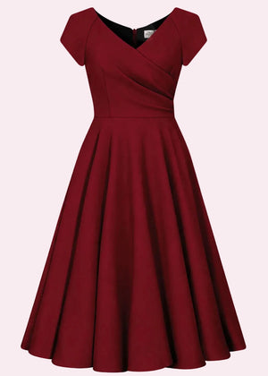 1950'er Hourglass swing kjole - bordeaux swing kjole Pretty Dress Company 