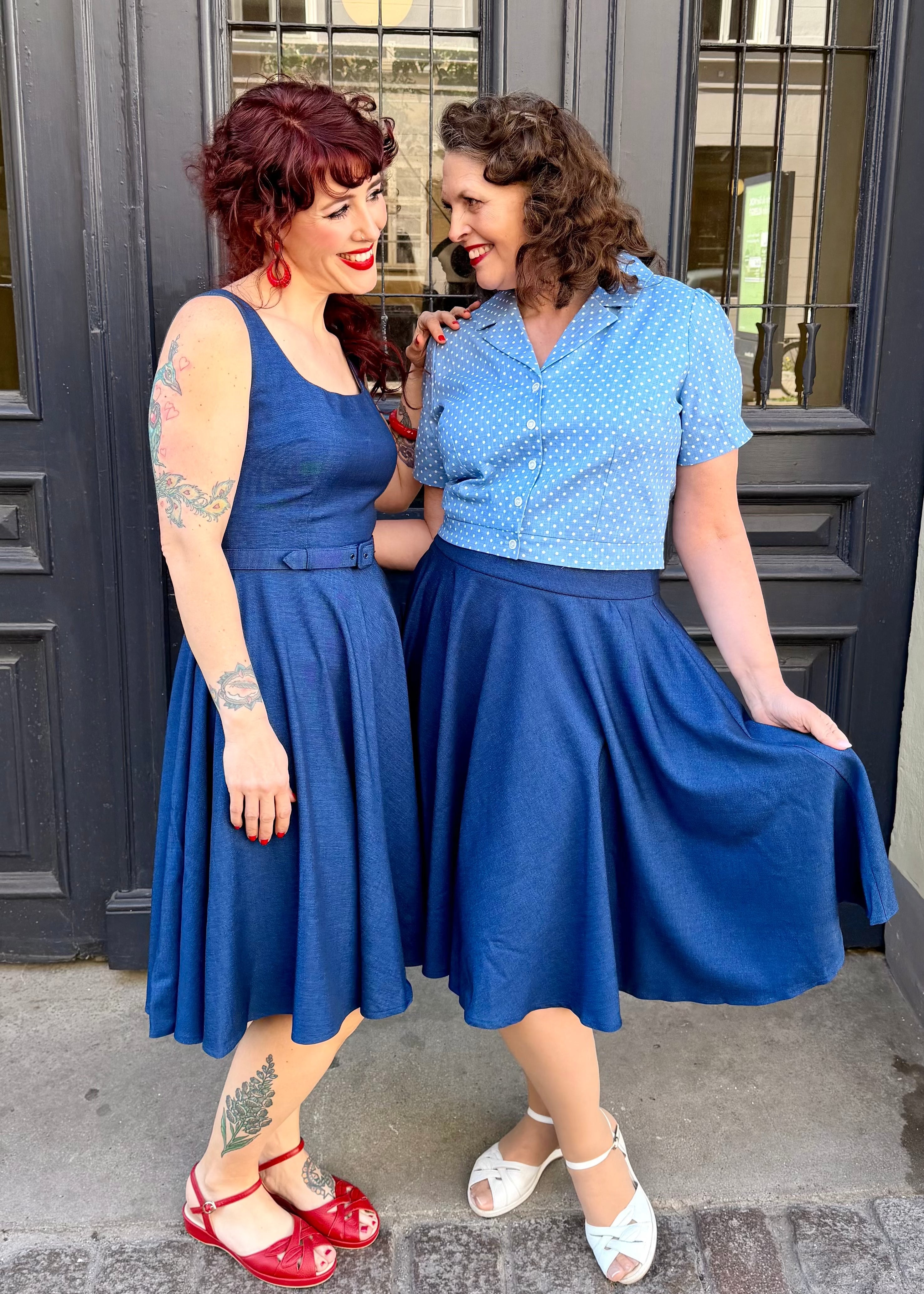 1950'er stils swingnederdel - denimlook swing nederdel Daisy Dapper 