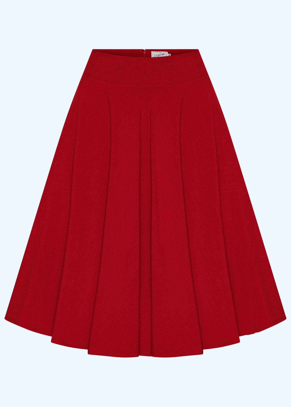 1950'er stils swingnederdel i linen - rød swing nederdel Daisy Dapper 