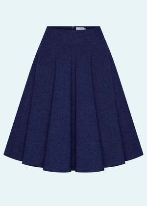 1950'er stils swingnederdel - navy linen swing nederdel Daisy Dapper 